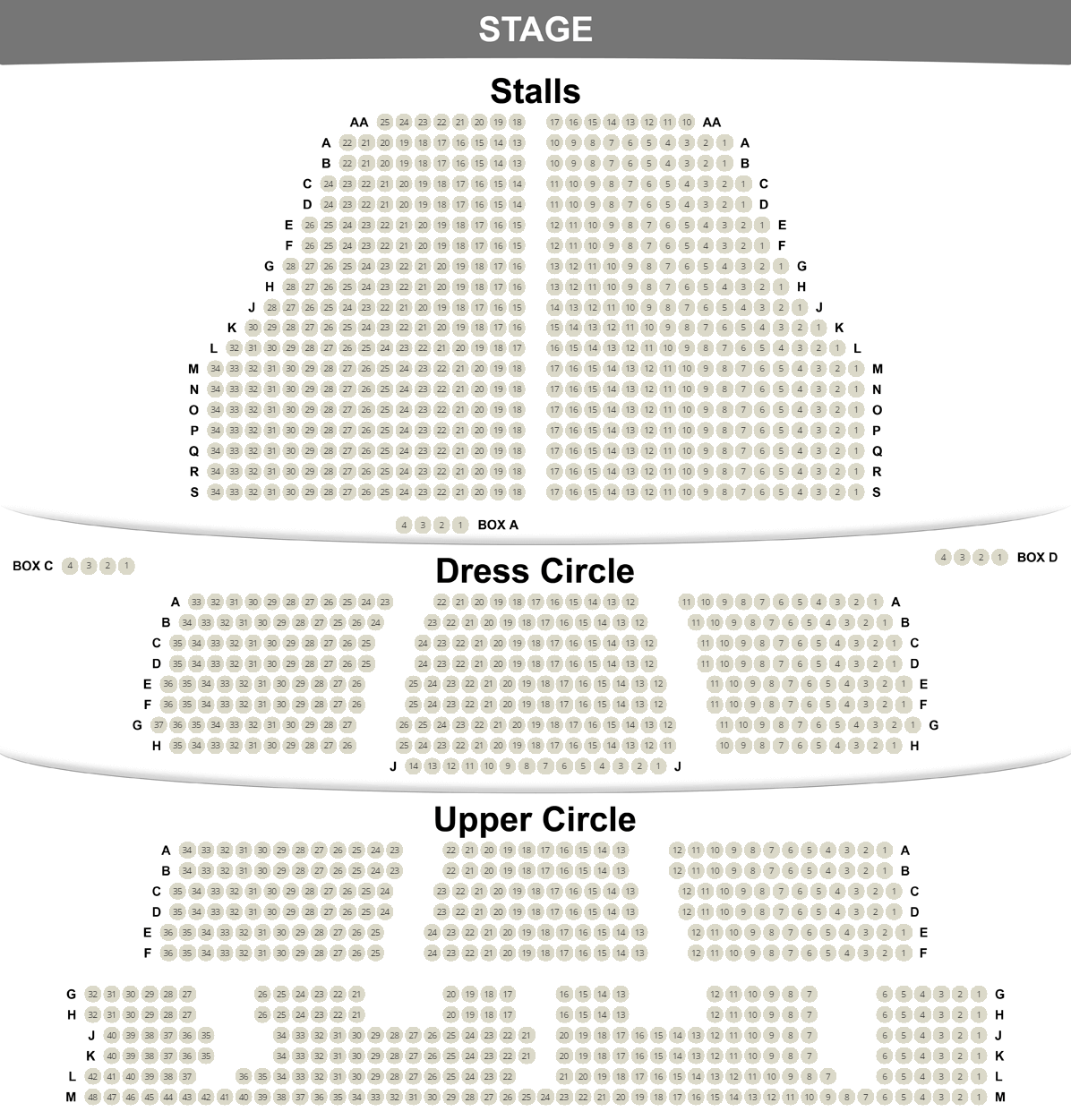 Plan de salle du Cambridge Theatre
