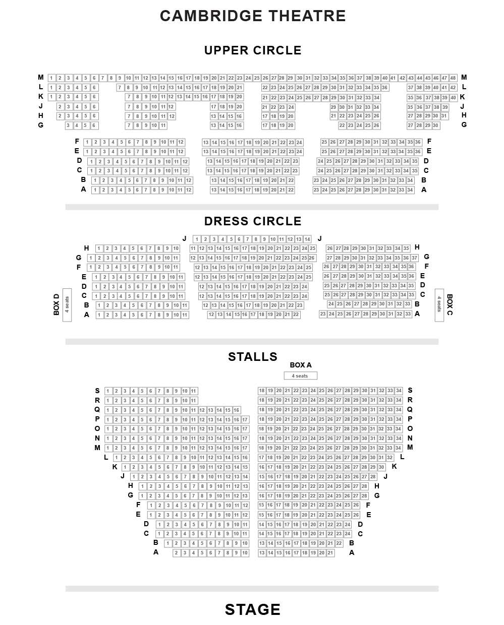 Seating Plan | Cambridge Theatre